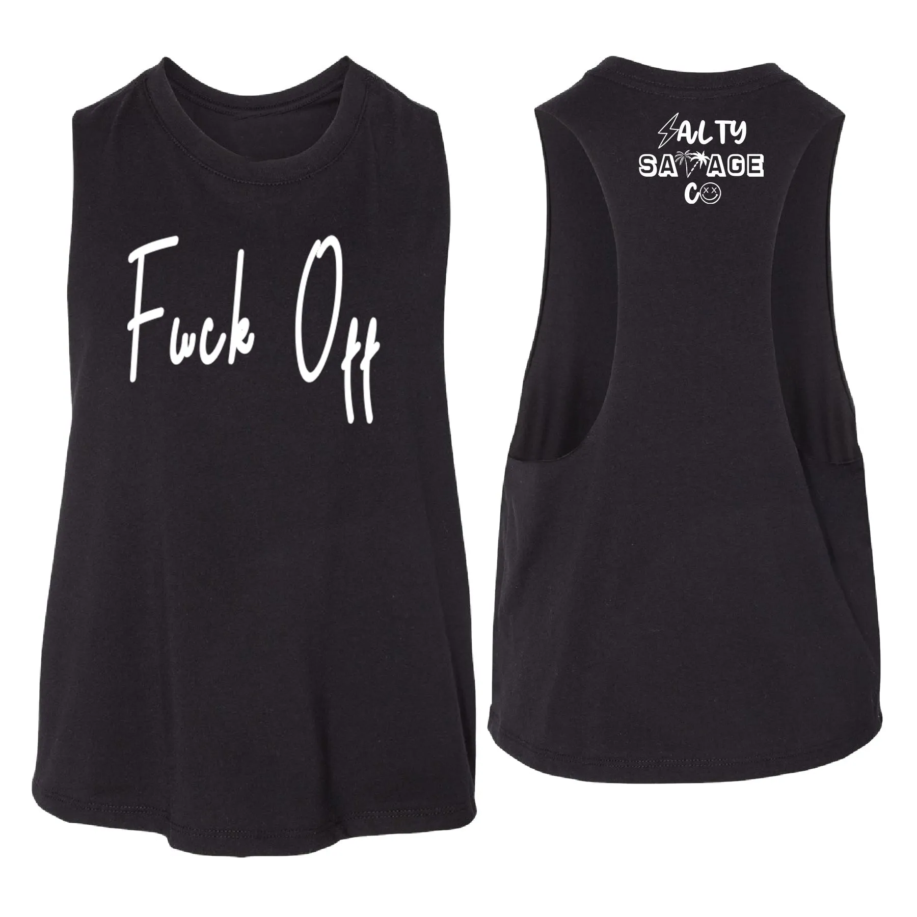 Salty Savage Ladies "Fuck Off Script" Flowy Crop Tank