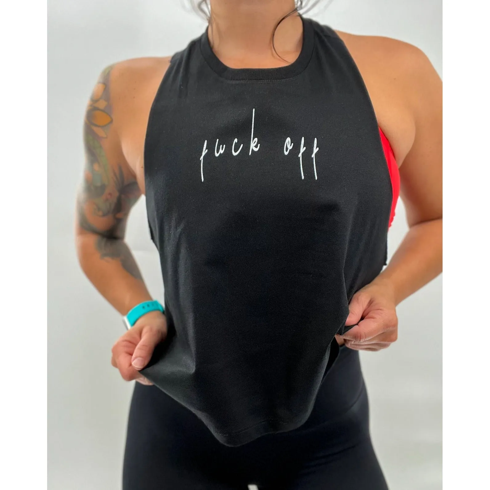 Salty Savage Ladies "Fuck Off Script" Flowy Crop Tank