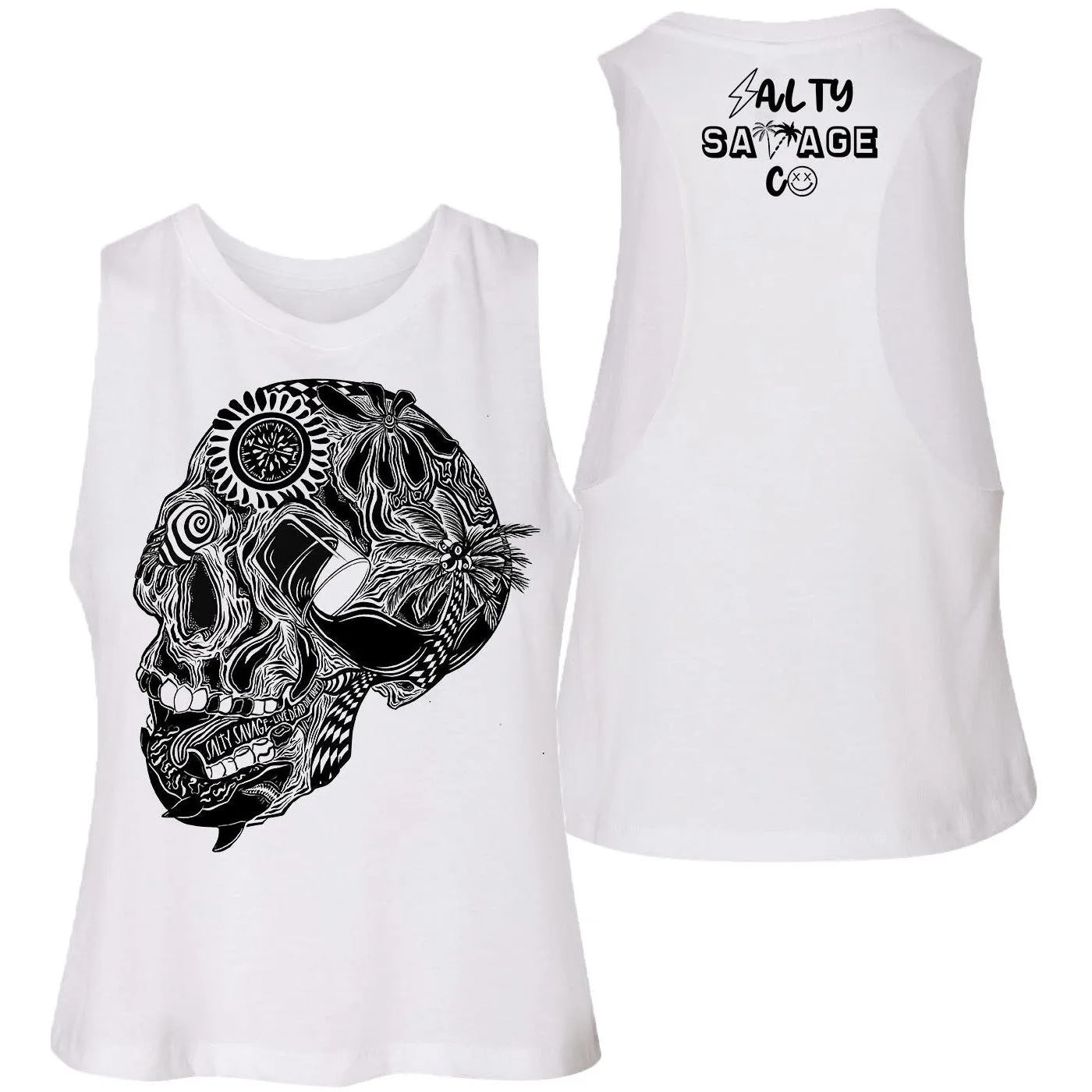 Salty Savage Ladies "Out of My Mind" Flowy Crop Tank