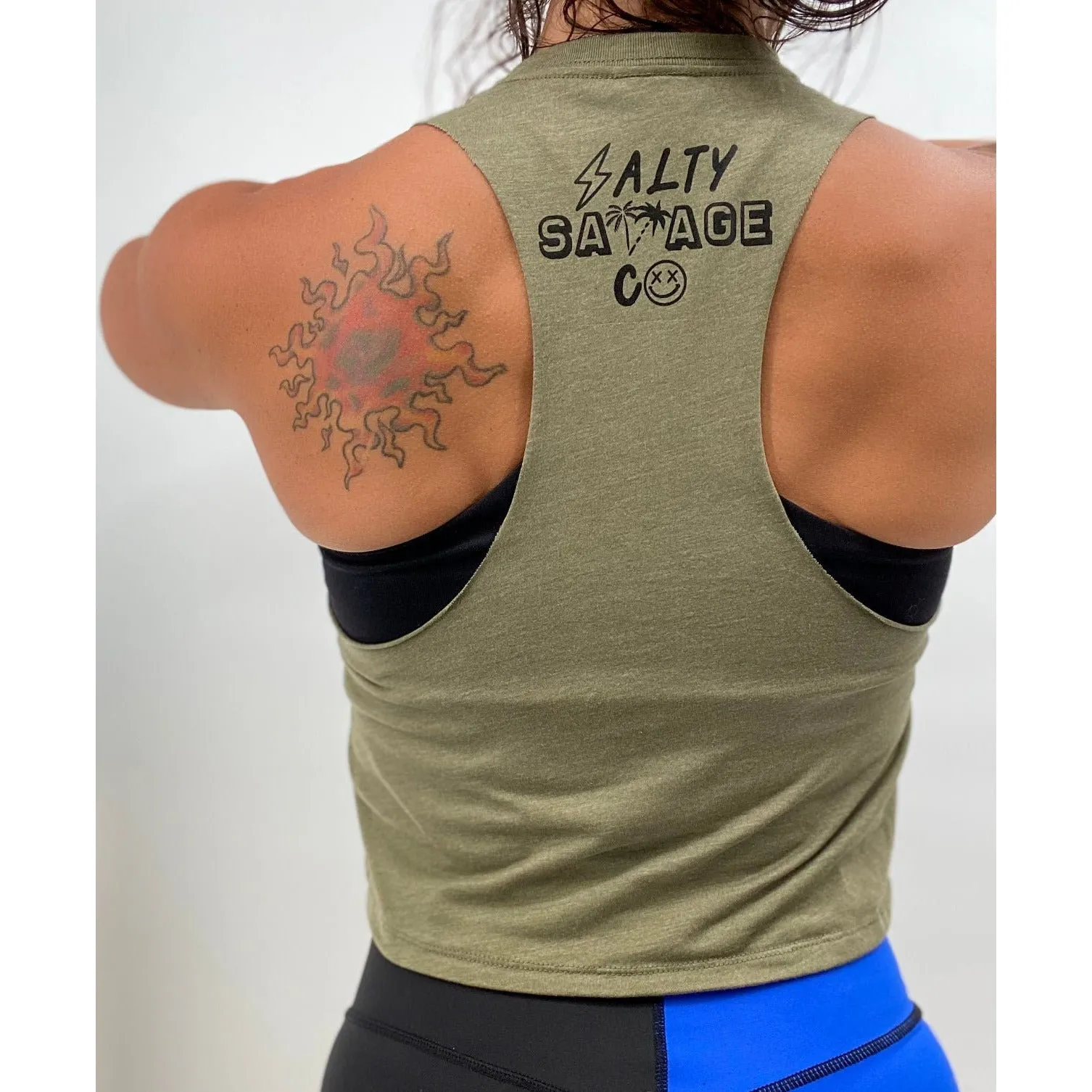 Salty Savage Ladies "Out of My Mind" Flowy Crop Tank