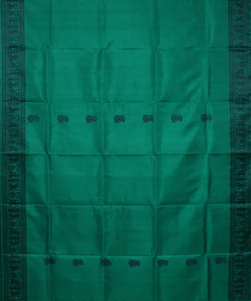 Sea green handwoven baluchari silk saree