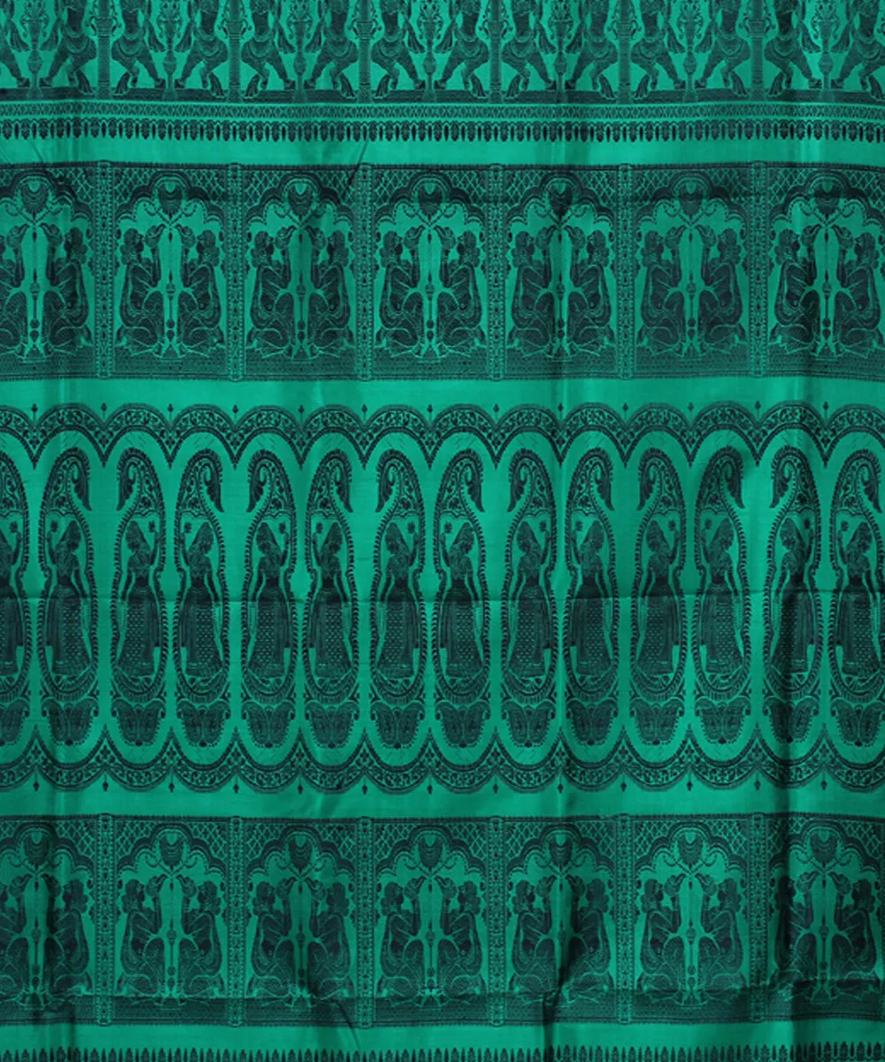 Sea green handwoven baluchari silk saree