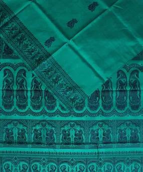 Sea green handwoven baluchari silk saree