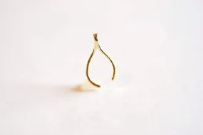 Shiny Gold Uneven Wishbone Charm- Vermeil 22k Gold plated Sterling Silver Uneven Wishbone Charm, Small Wishbone Charm, Gold Wishbone, 320