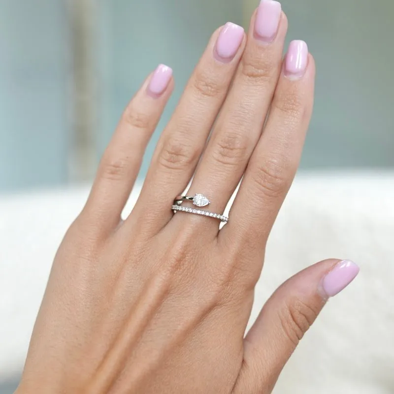 Single Pear and Pave Wrap Ring