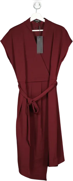 SMART AND JOY Red Burgundy Wrap Effect Midi Dress BNWT UK 14