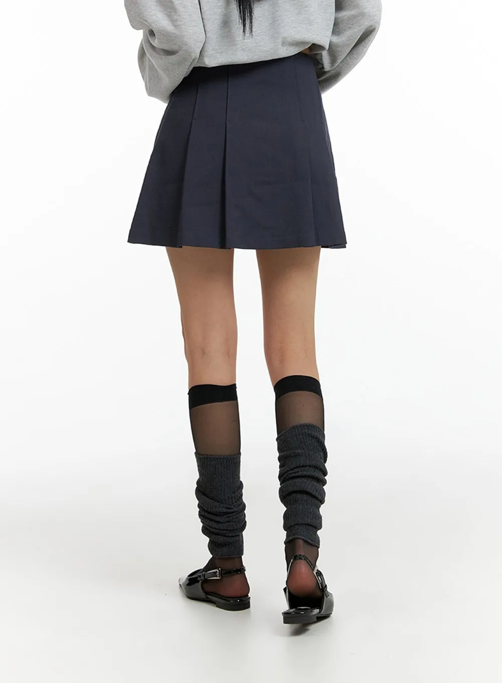 Solid Pleated Mini Skirt IF402