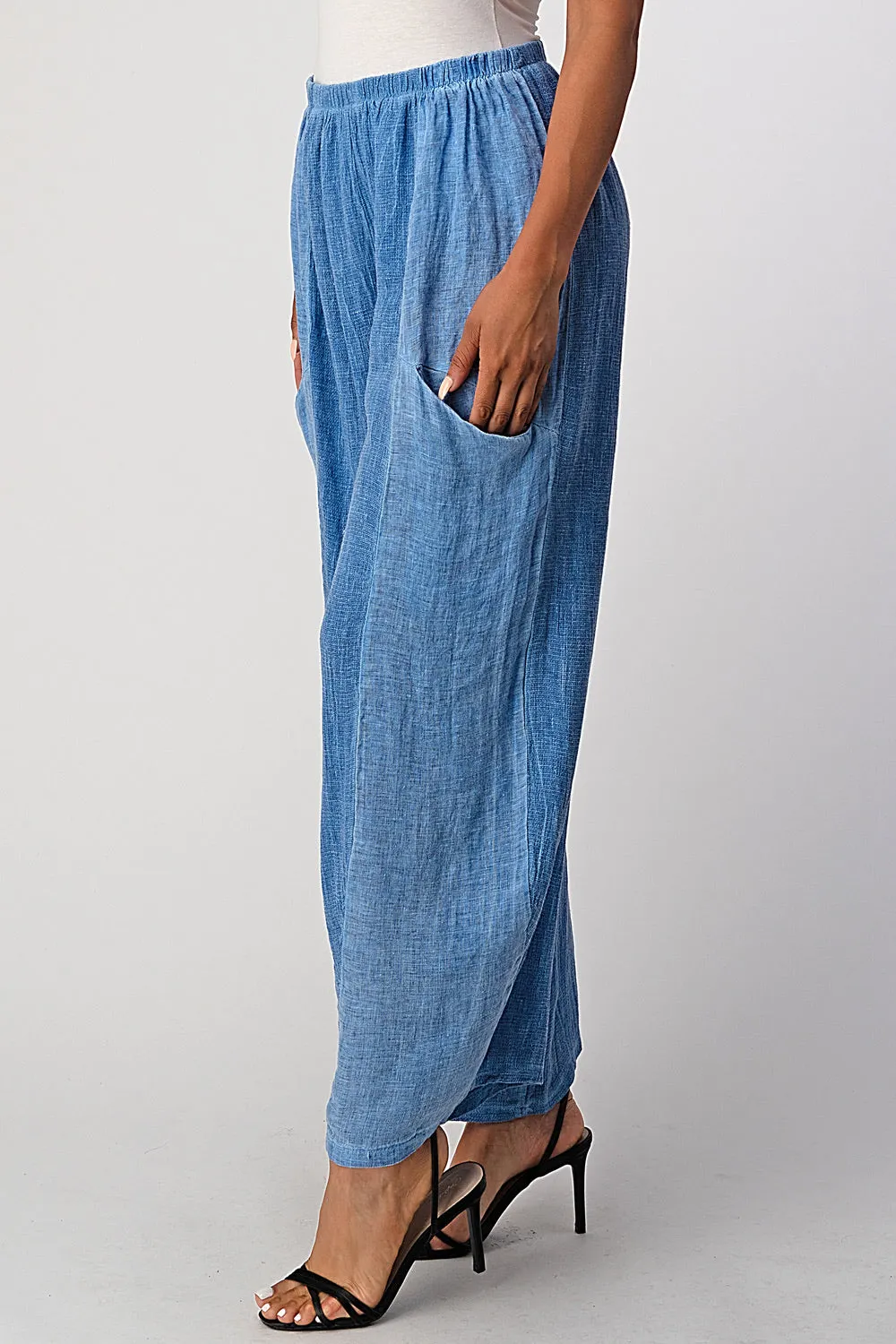 Straight Cotton Linen Pants With Pockets