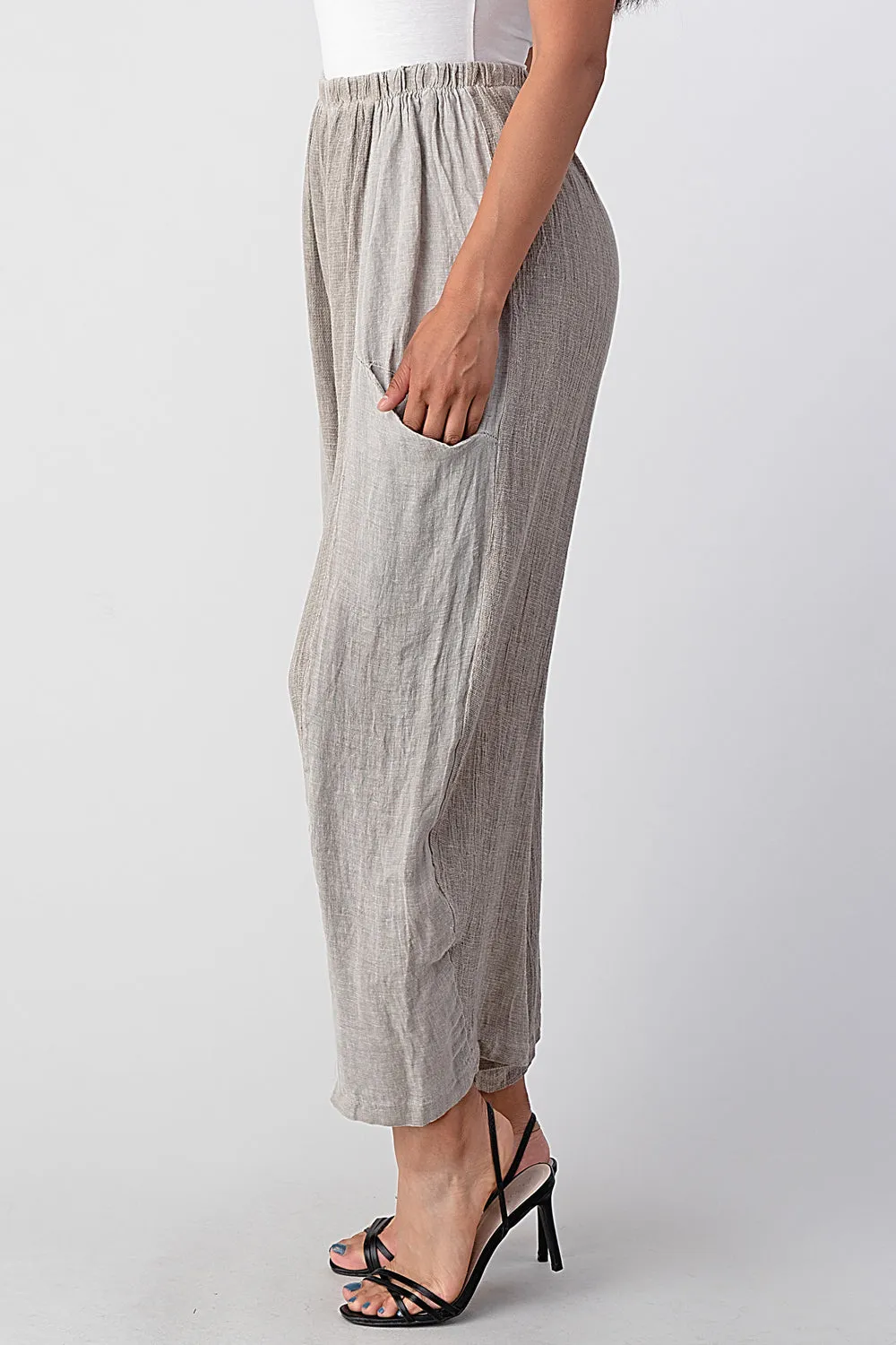 Straight Cotton Linen Pants With Pockets