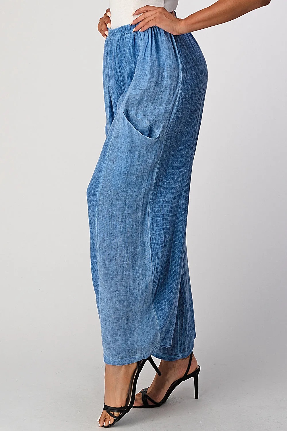 Straight Cotton Linen Pants With Pockets