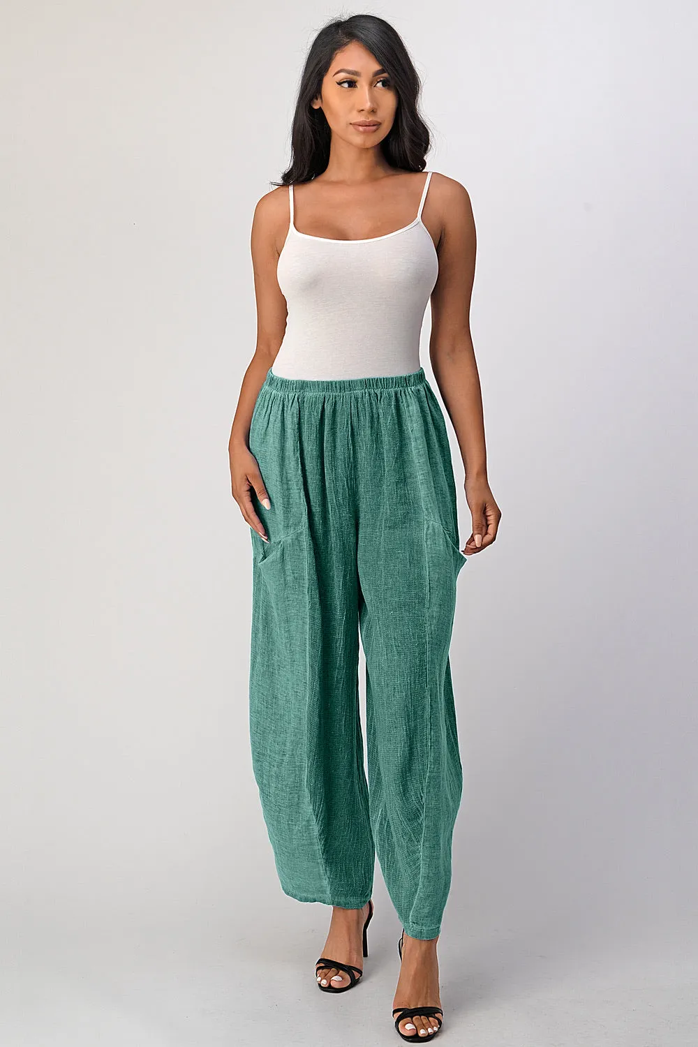 Straight Cotton Linen Pants With Pockets