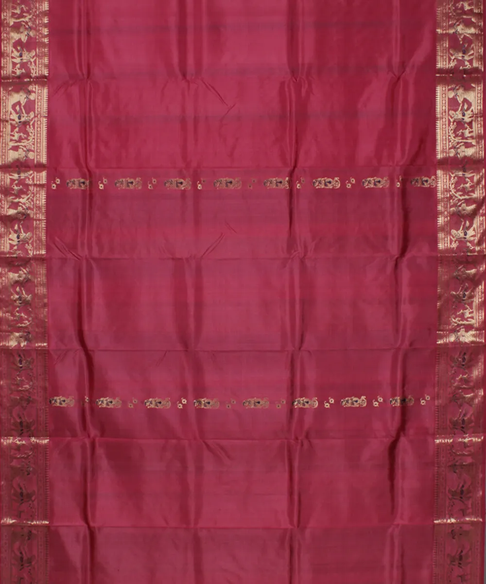 Strawbery pink handwoven swarnachari baluchari silk saree