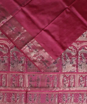 Strawbery pink handwoven swarnachari baluchari silk saree