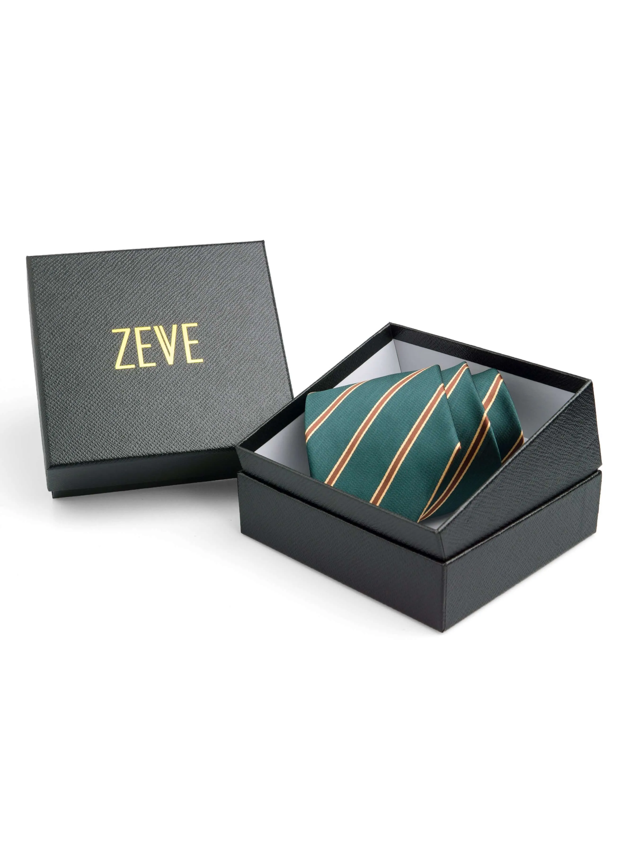 Stripes Tie - Emerald Green With Brown Line