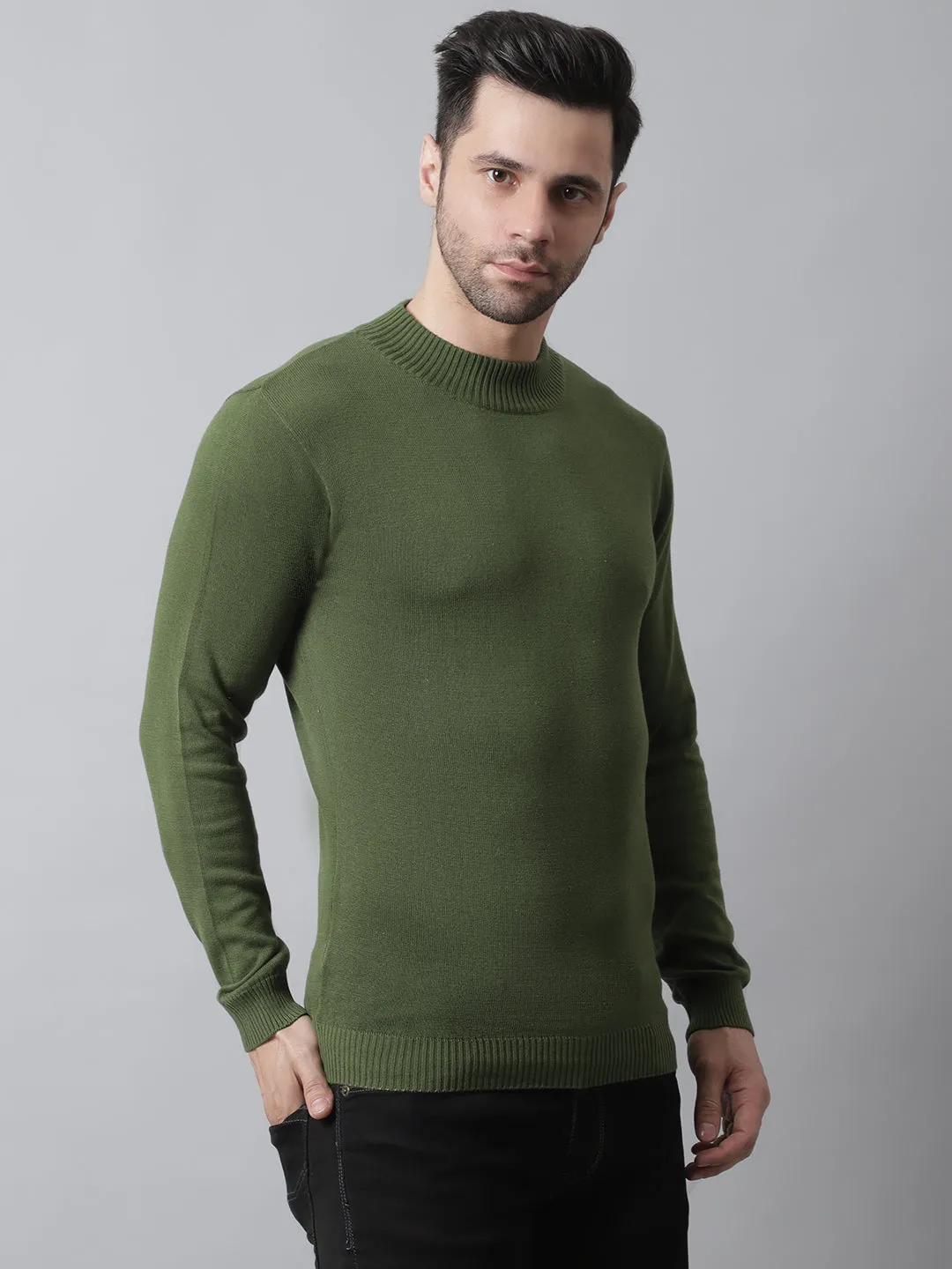 Style Quotient Men Olive Green Sweatshirt