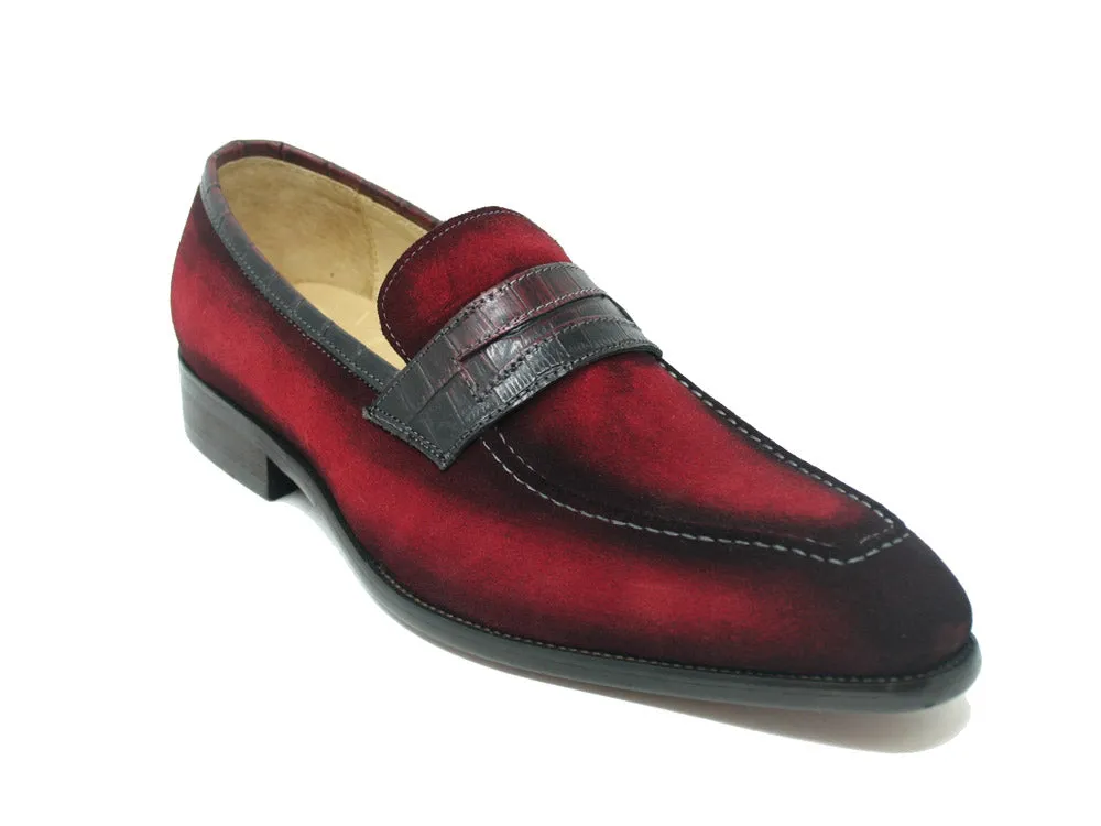 Suede Penny Loafer w/ Leather Trim