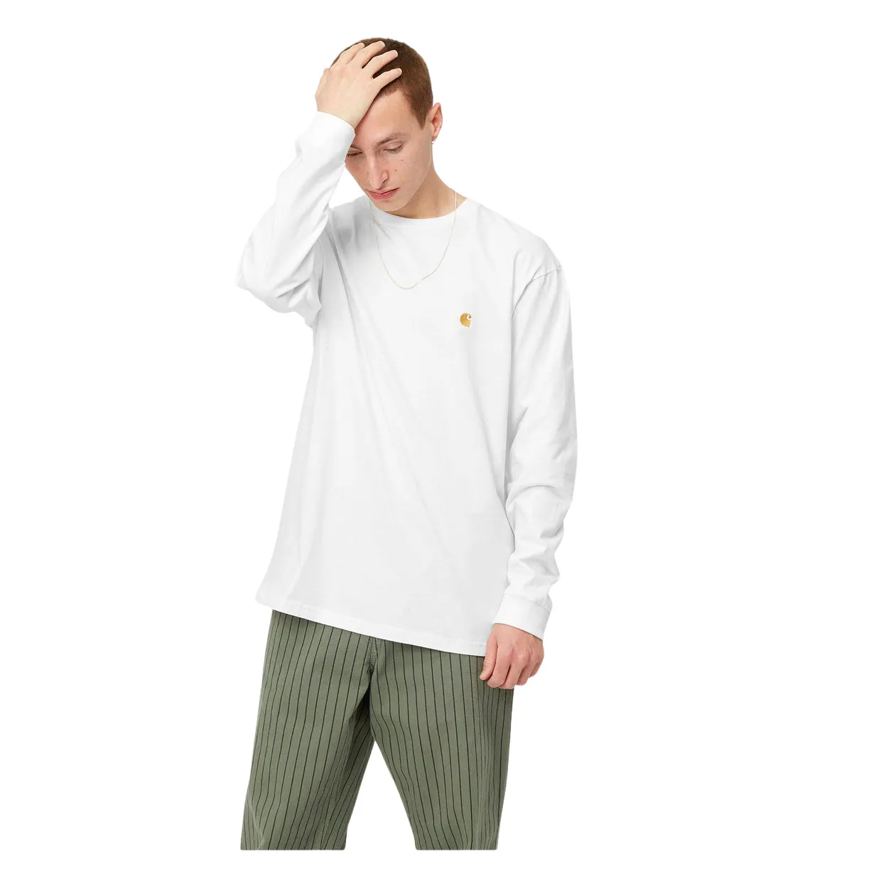 T-shirt Uomo Maniche Lunghe Carhartt WIP L/S Chase Bianco