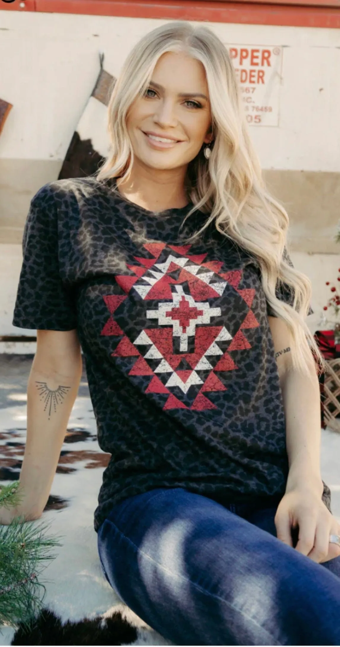 The Red Cheetah Tabba Tribal Tee