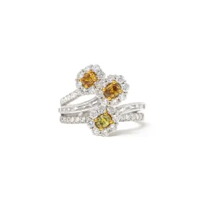 Tri Canary Diamond Ring in 18K White Gold