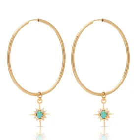 Turquoise Star Hoops