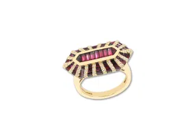 Twist Double Bullet Ruby Diamond Ring