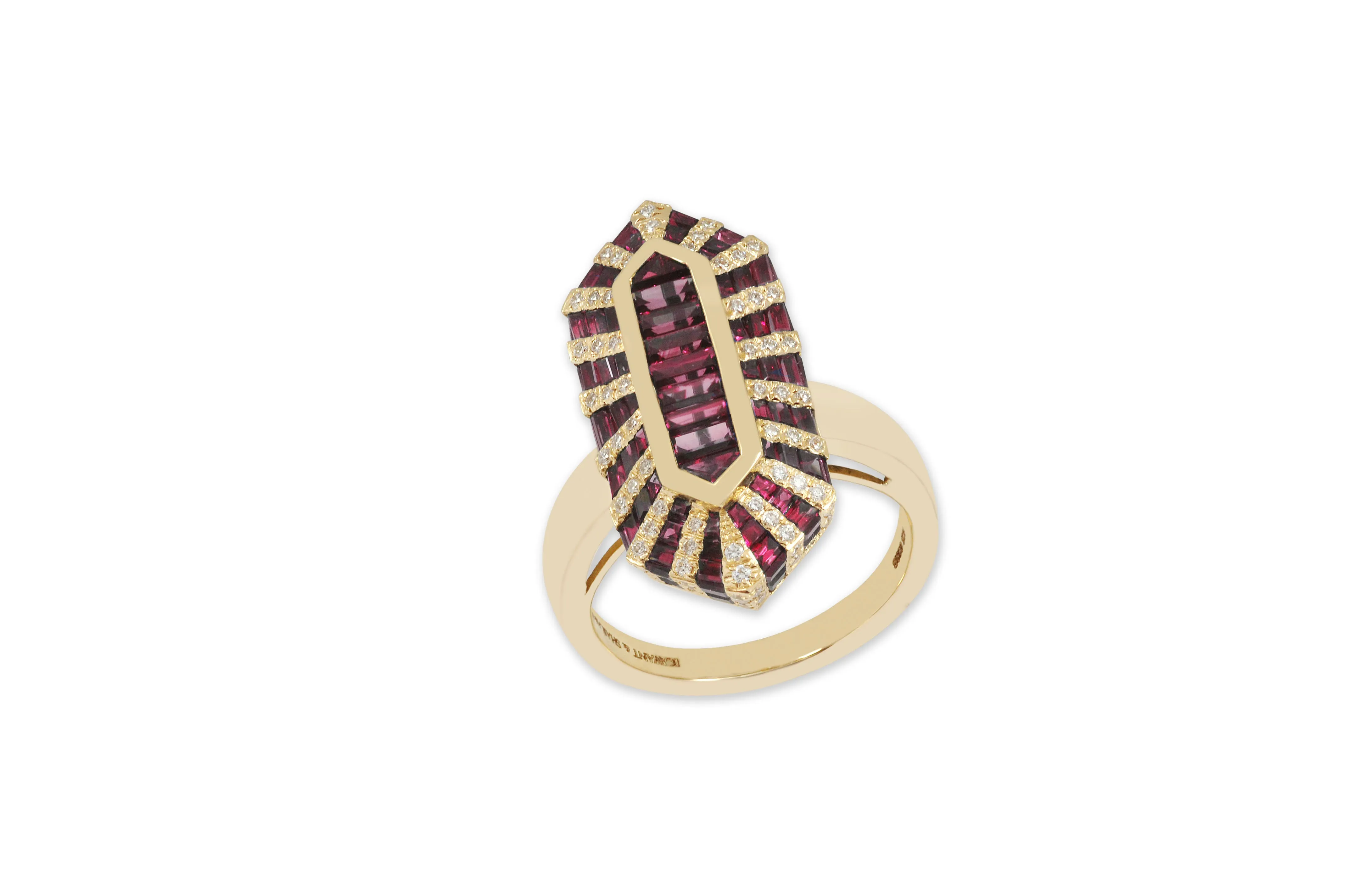 Twist Double Bullet Ruby Diamond Ring