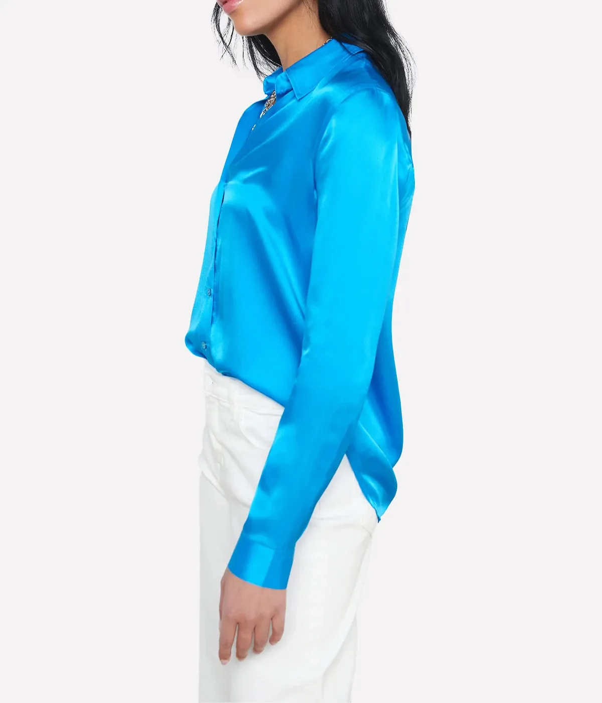 Tyler Long Sleeve Blouse in Caribbean Blue