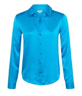 Tyler Long Sleeve Blouse in Caribbean Blue