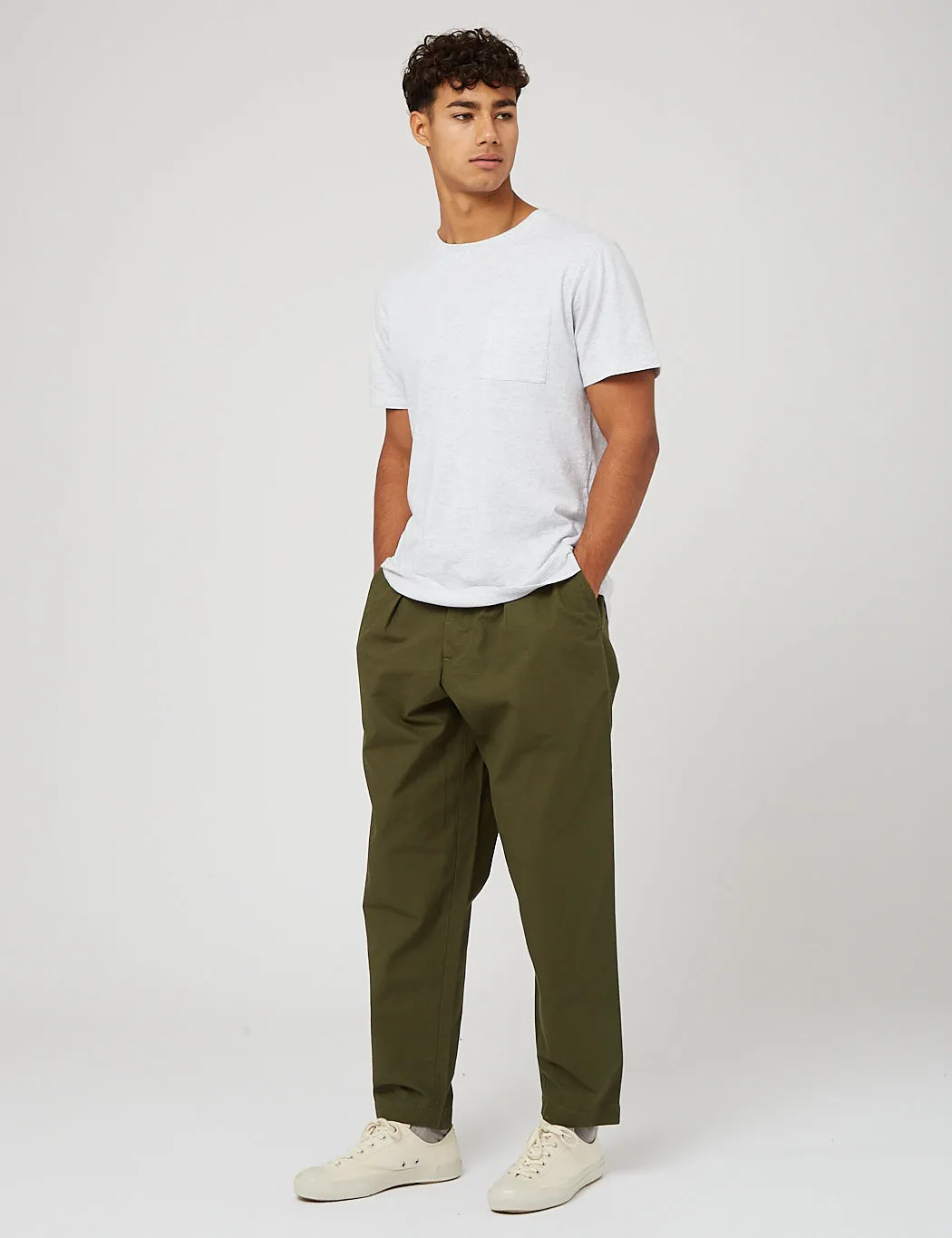 Universal Works Pleated Track Pant (Ripstop) - Olive Green