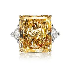 VERONA 23 CARAT RADIANT CUT FANCY YELLOW COLOR VS1 CLARITY DIAMOND ENGAGEMENT RING PLATINUM & 18K GOLD GIA CERTIFIED 20 CT FY VS1 BY MIKE NEKTA