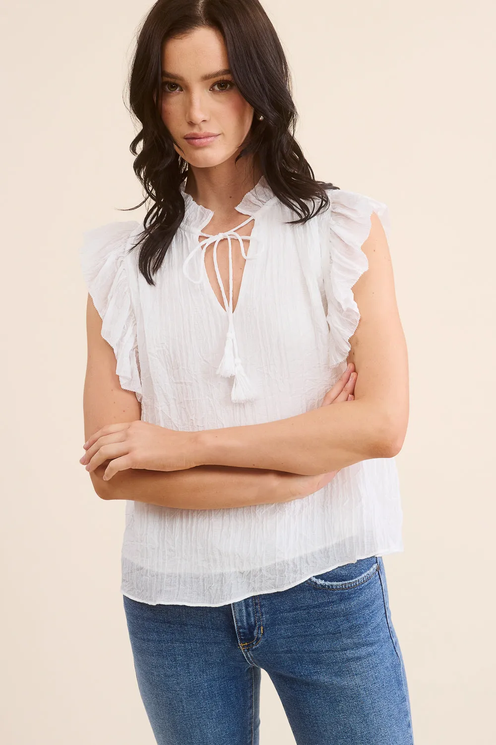 White Textured Blouse