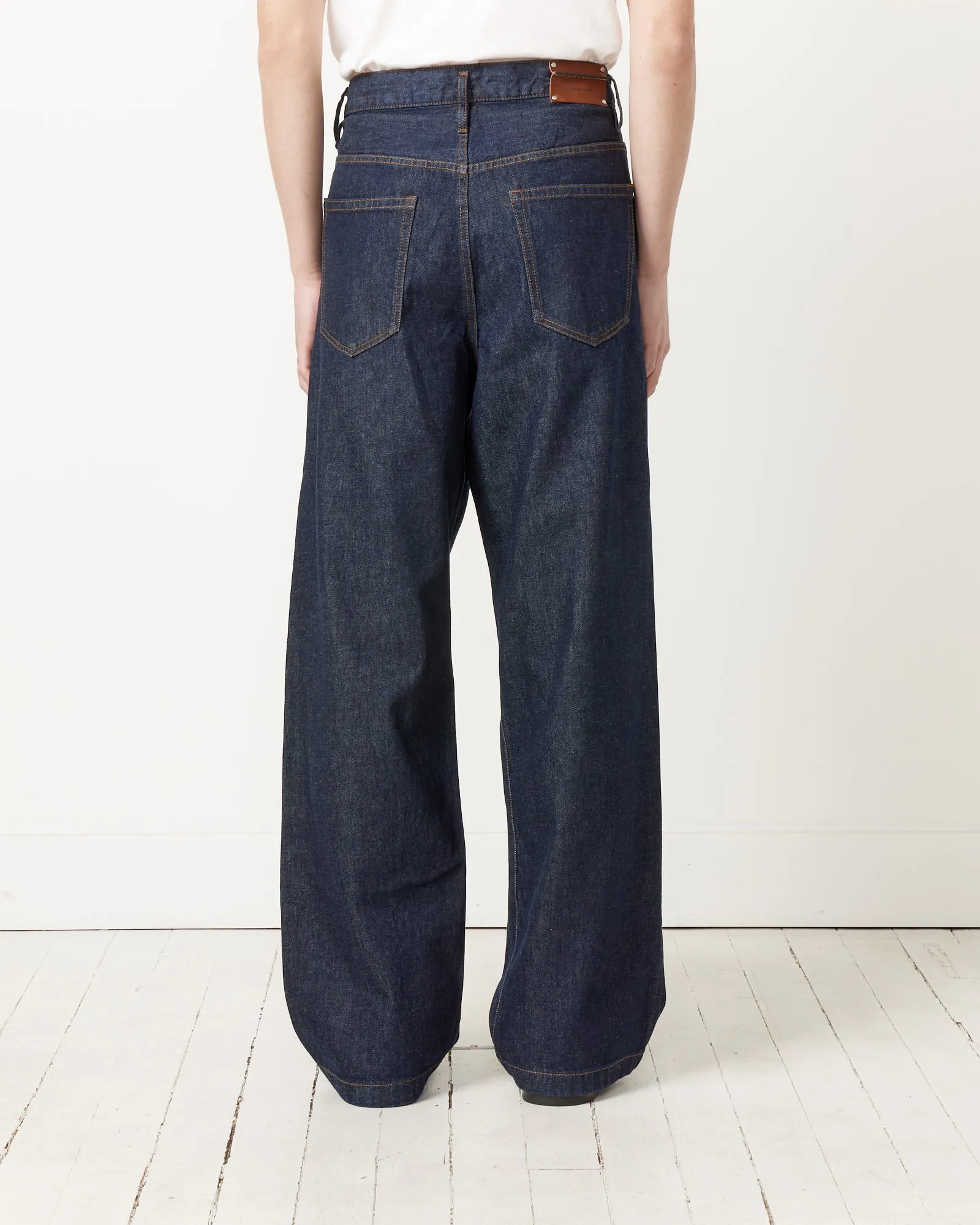 Wide Leg Pleated Jean in Indigo