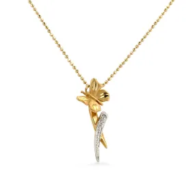 Yellow 14k gold chain diamond 3D butterfly necklace