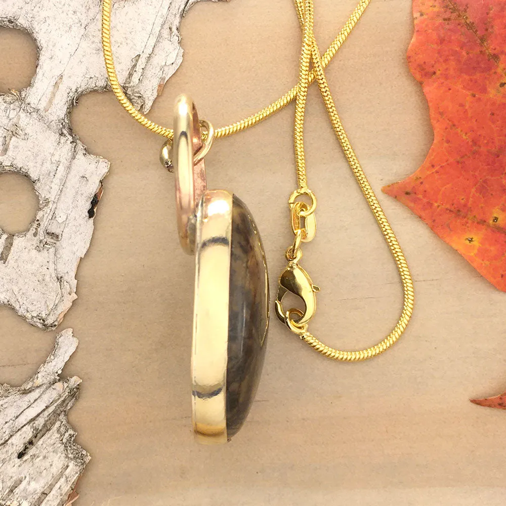 Yellow Feather Jasper Pendant Necklace