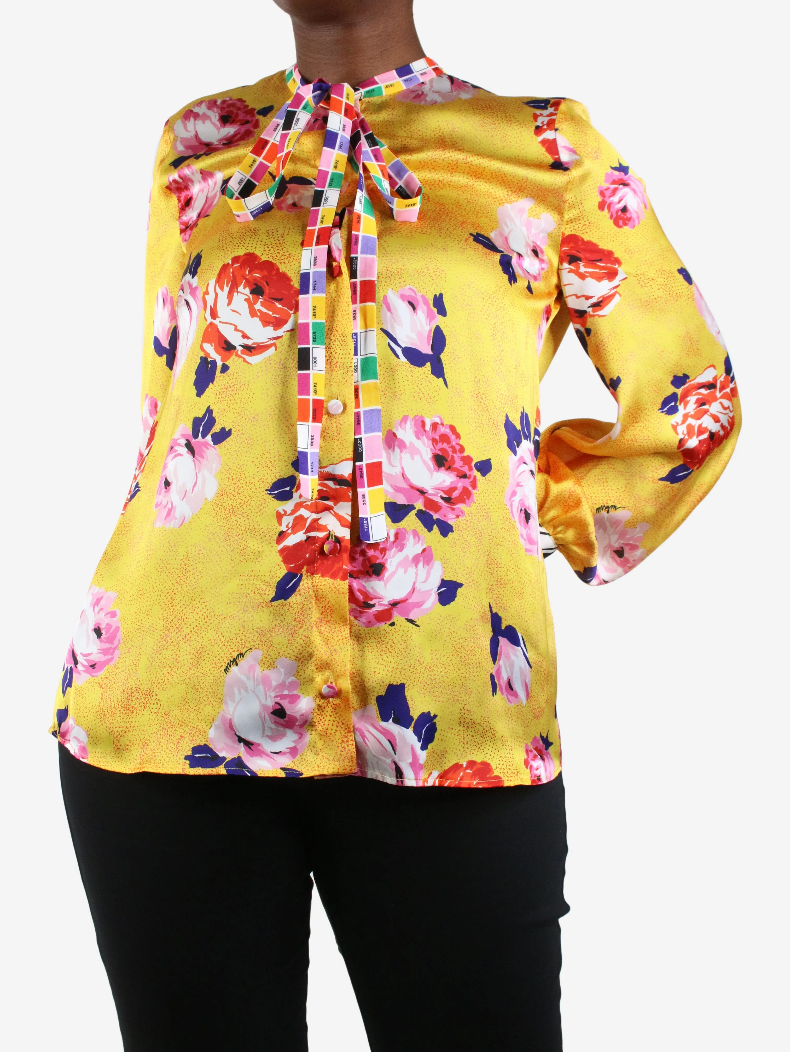 Yellow floral printed blouse - size IT 44