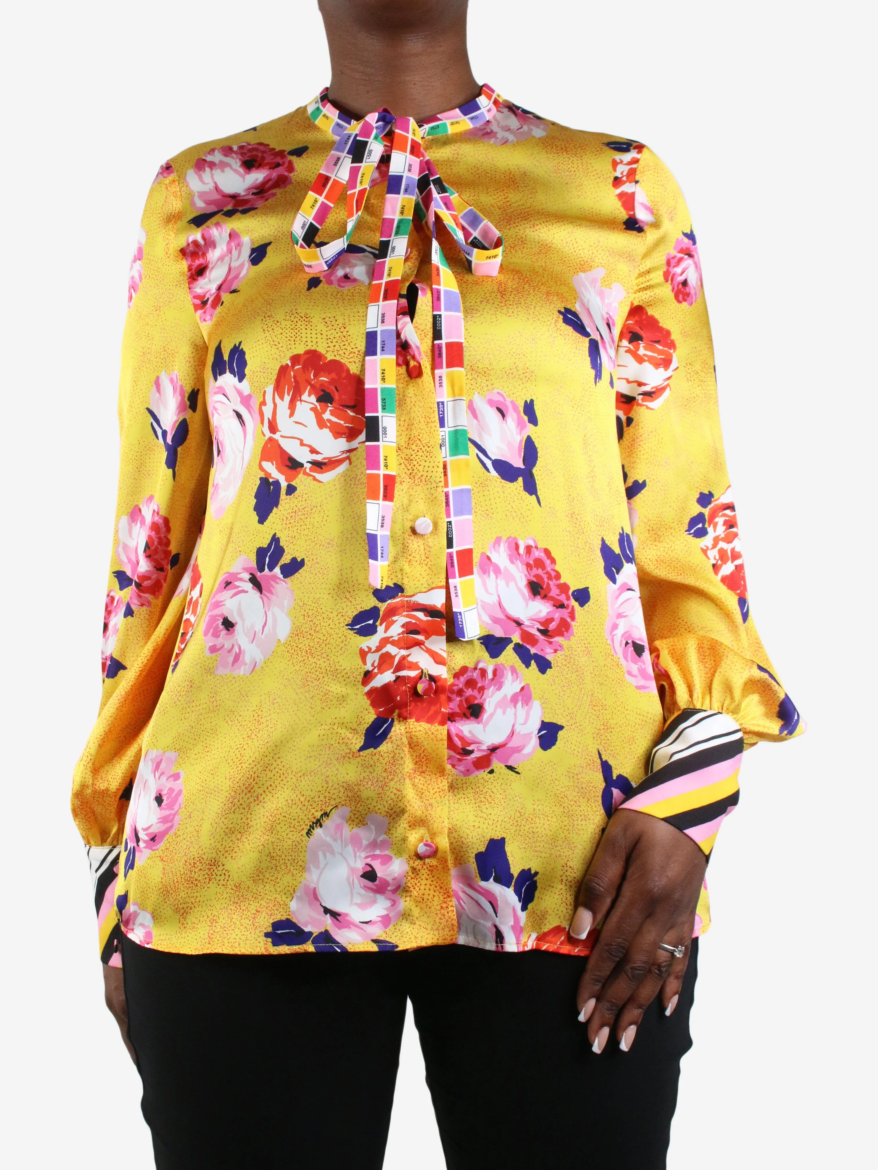 Yellow floral printed blouse - size IT 44