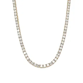 Yellow Gold & Diamond Tennis Necklace - 10.5 ct