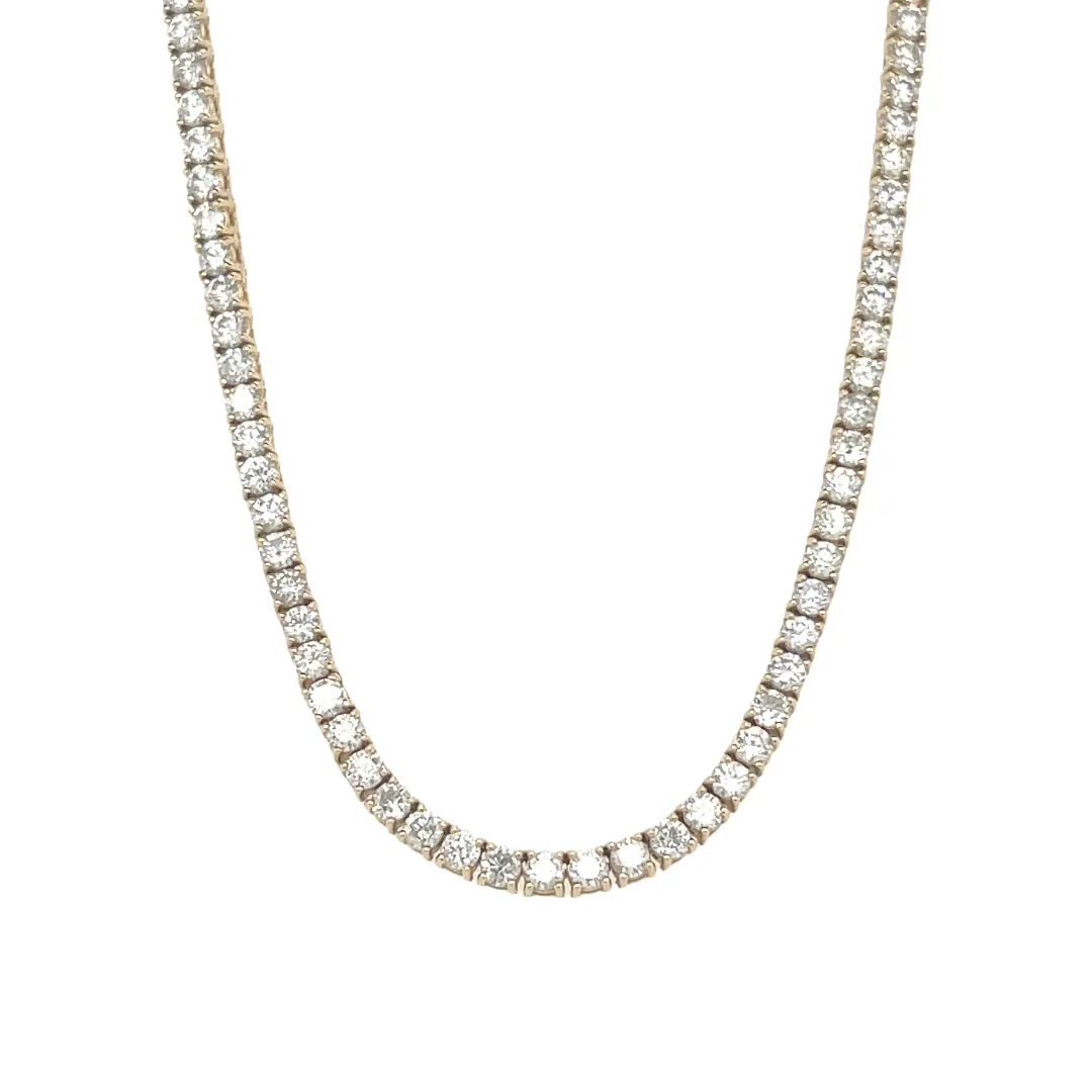 Yellow Gold & Diamond Tennis Necklace - 10.5 ct