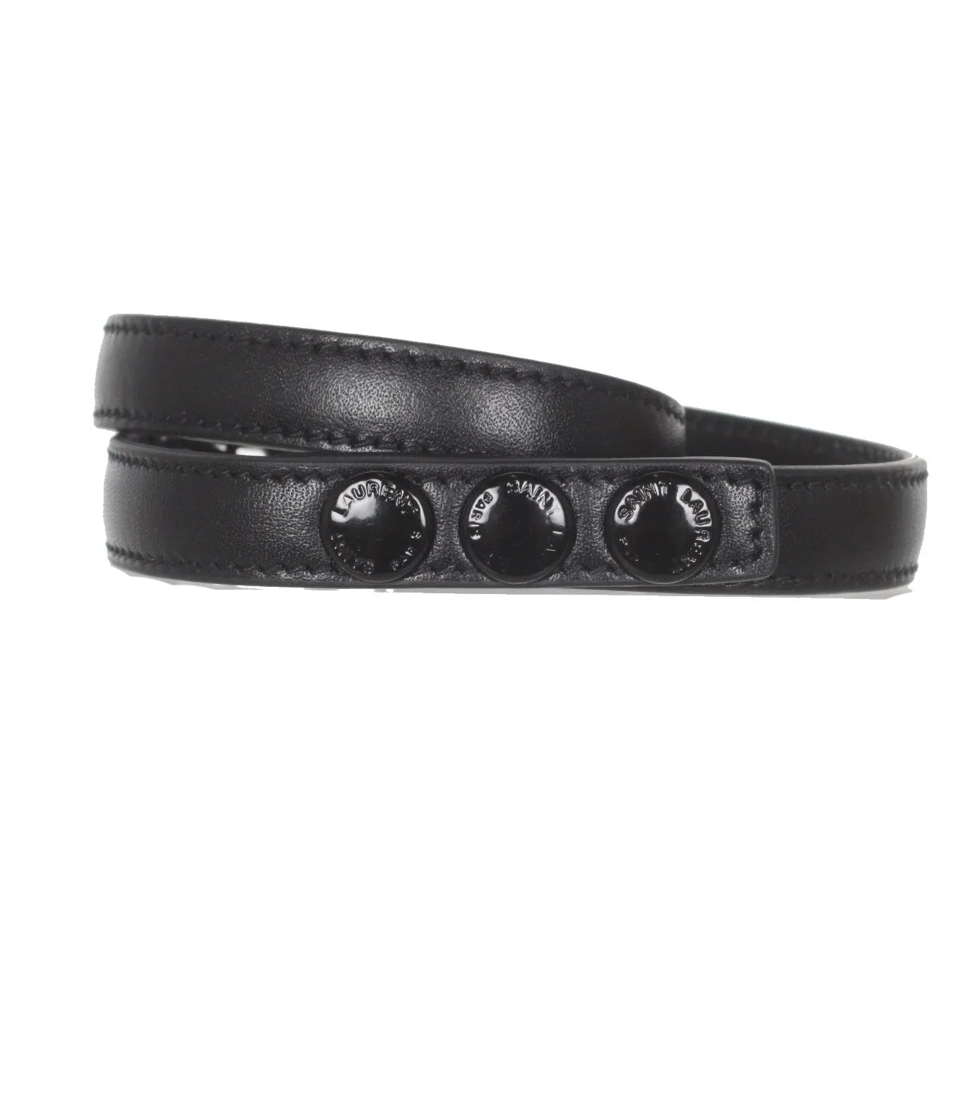 YSL 2x Wrap Bracelet, Black/Black